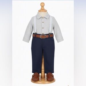 Just One You Baby Pants suspenders and bow tie Sz 3mths